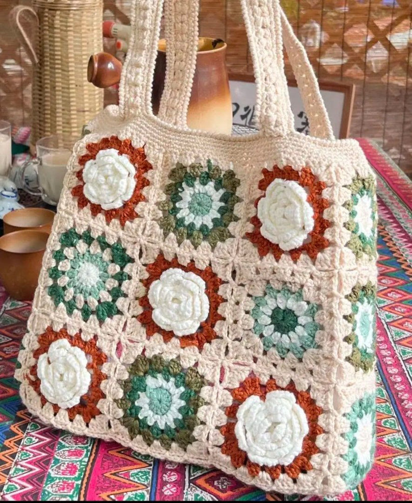 Handmade Crochet Bag - Elegant Shoulder Bag |  Handcrafted  Versatile  Bag | Perfect For All Occasions  - Green Camellia Bag - image 0