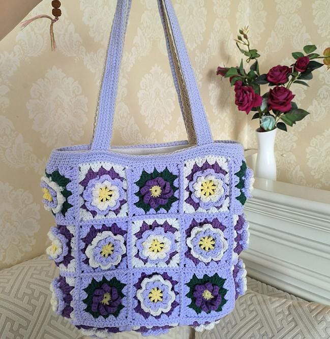 Handmade Crochet Bag  - Colorful Beach Bag | Large Capacity Bag | Handmake Craft Present  - image 4