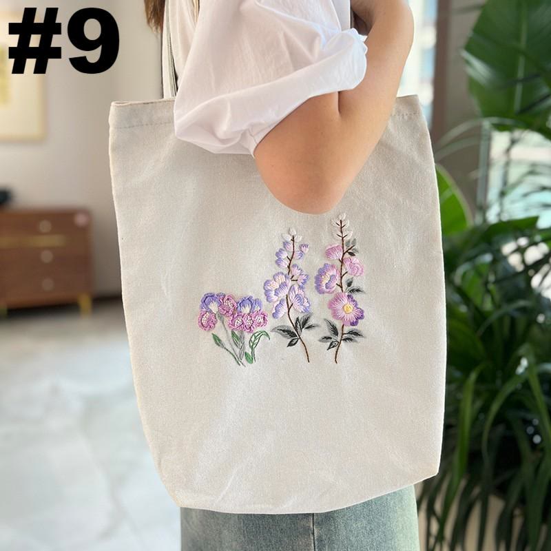 Embroidery Beige And White Canvas Tote Bag Kits | Beginner Flower Crafts | Eco-friendly Shoulder Bag | Christmas Gift - #9 - image 9