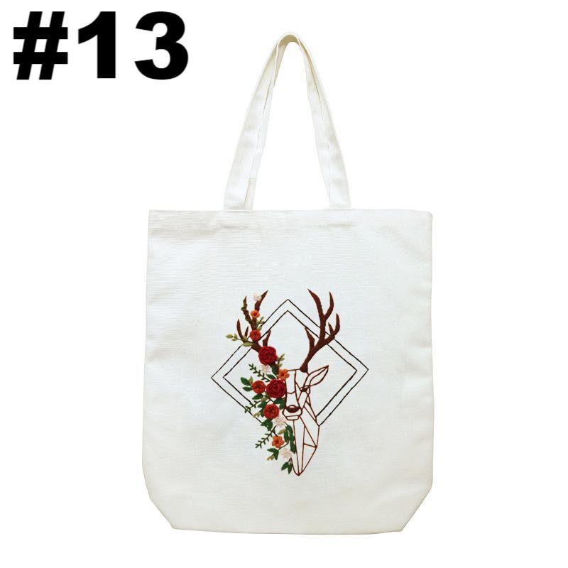 Embroidery Beige And White Canvas Tote Bag Kits | Beginner Flower Crafts | Eco-friendly Shoulder Bag | Christmas Gift - #13 - image 13