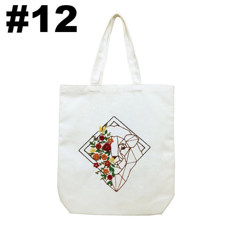 Embroidery Beige And White Canvas Tote Bag Kits | Beginner Flower Crafts | Eco-friendly Shoulder Bag | Christmas Gift - #12 - image 12
