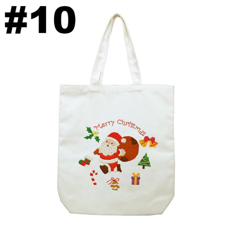 Embroidery Beige And White Canvas Tote Bag Kits | Beginner Flower Crafts | Eco-friendly Shoulder Bag | Christmas Gift - #10 - image 10
