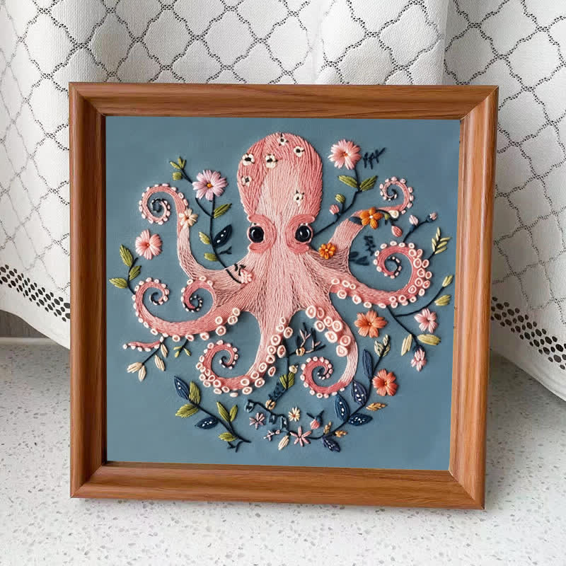 Rubbyoo Embroidery Kit -Pink Octopus - 15*15cm - Embroidery Kit Plus An Extra Frame - image 9