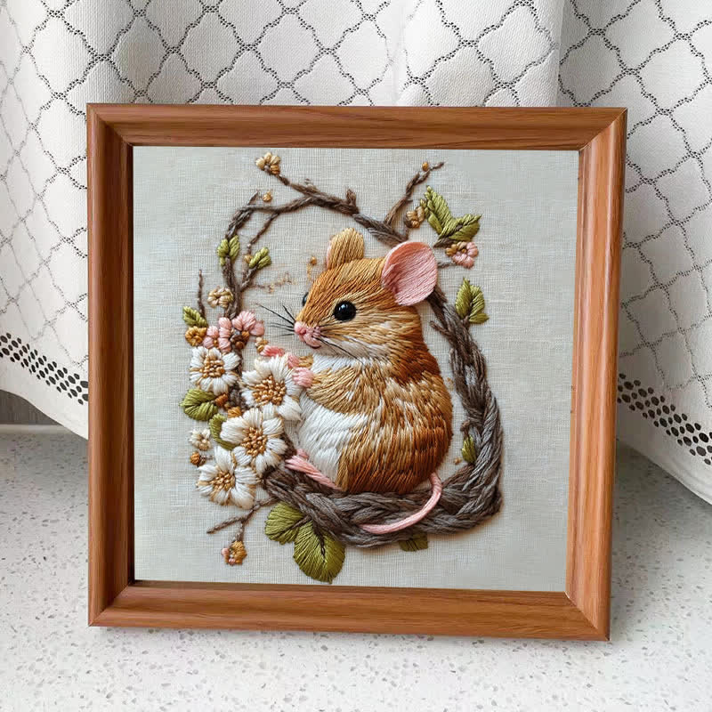 Rubbyoo Embroidery Kit- Little Mouse Diy Craft Kits | For Craft Lover - Embroidery Kit Plus An Extra Frame - image 9