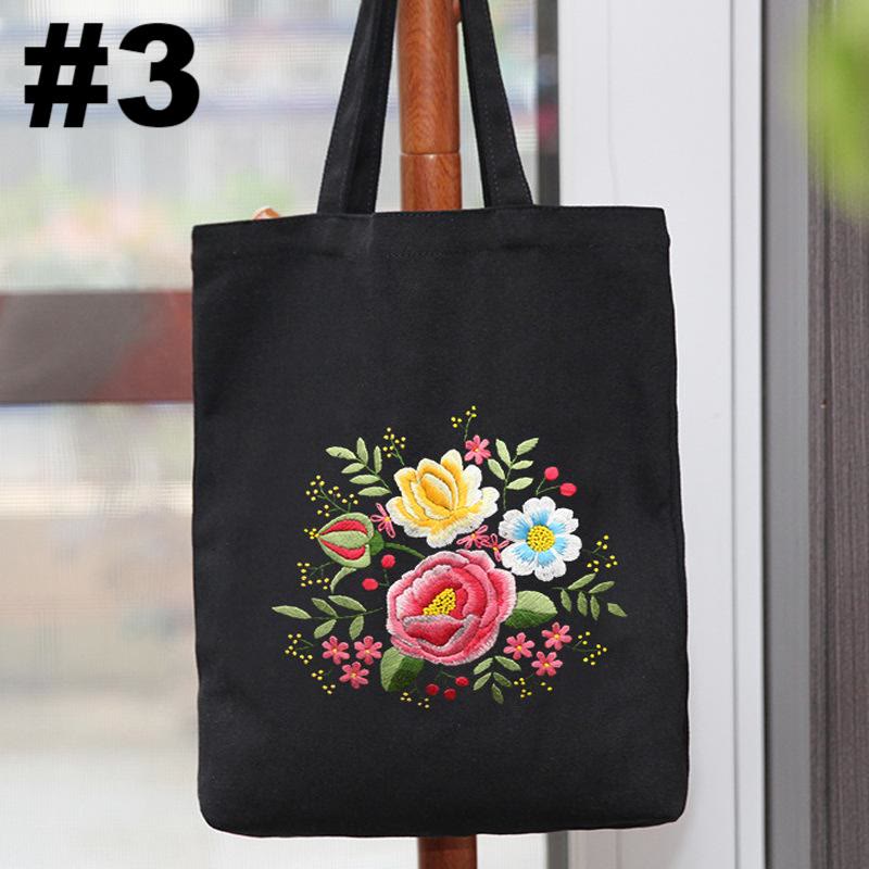Embroidery Black Canvas Tote Bag Kits | Fashion Bags For Birthday Gifts | Handmake Unique Craft - #3 - image 3