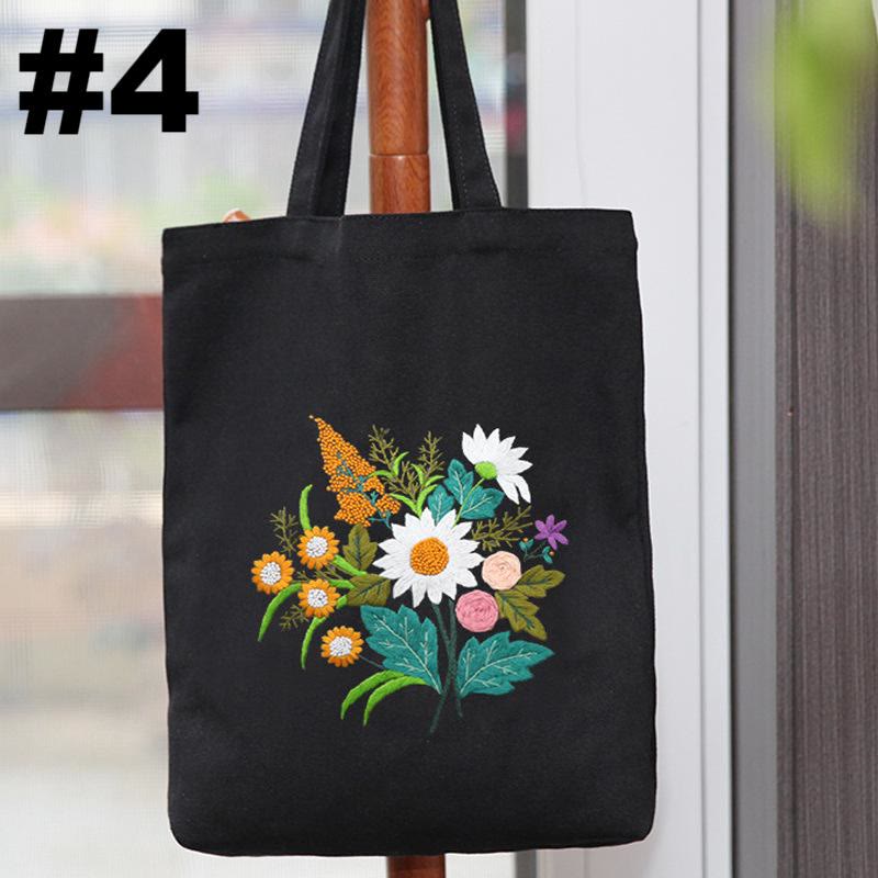 Embroidery Black Canvas Tote Bag Kits | Fashion Bags For Birthday Gifts | Handmake Unique Craft - #4 - image 4