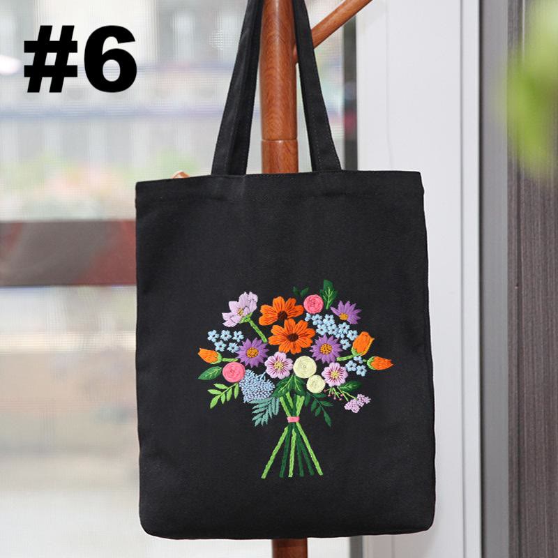 Embroidery Black Canvas Tote Bag Kits | Fashion Bags For Birthday Gifts | Handmake Unique Craft - #6 - image 6