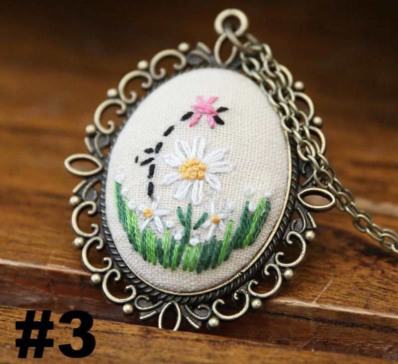 Embroidery Necklace Kits | Diy Sewing Pendants  | Suitable For Mother Day Gift - #3 - image 4