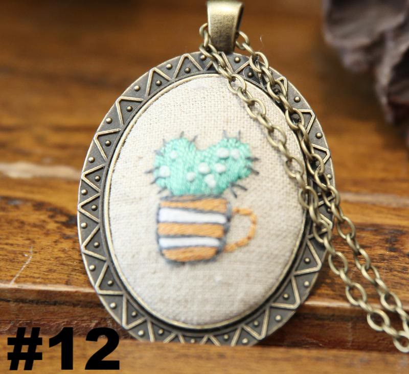 Embroidery Necklace Kits | Creative Stitching Ornament | Hand Embroidered Flower Pendant | Gifts For Her  - #12 - image 12