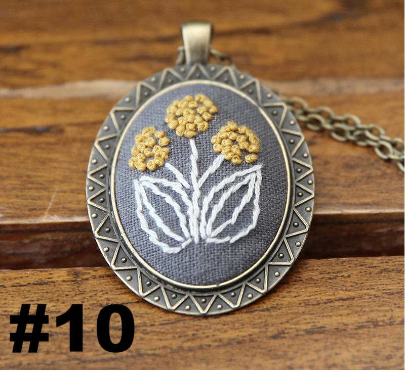 Embroidery Necklace Kits | Creative Stitching Ornament | Hand Embroidered Flower Pendant | Gifts For Her  - #10 - image 10