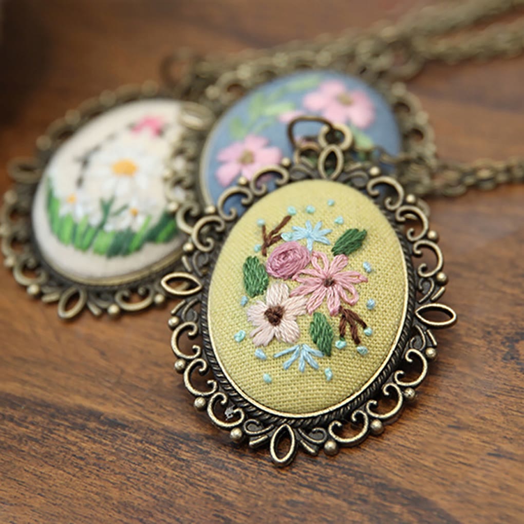 Embroidery Necklace Kits | Diy Sewing Pendants  | Suitable For Mother Day Gift - image 1