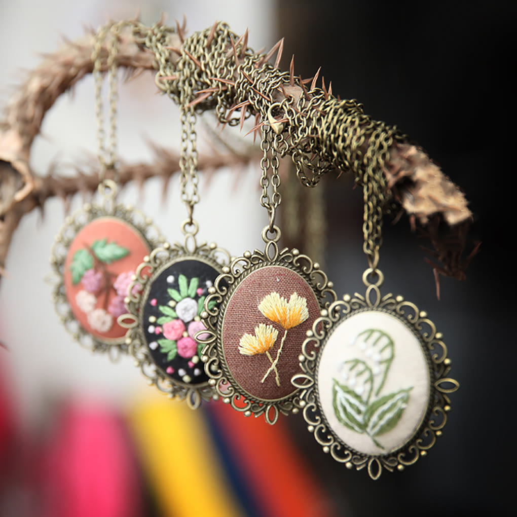 Embroidery Necklace Kits | Diy Sewing Pendants  | Suitable For Mother Day Gift - image 0