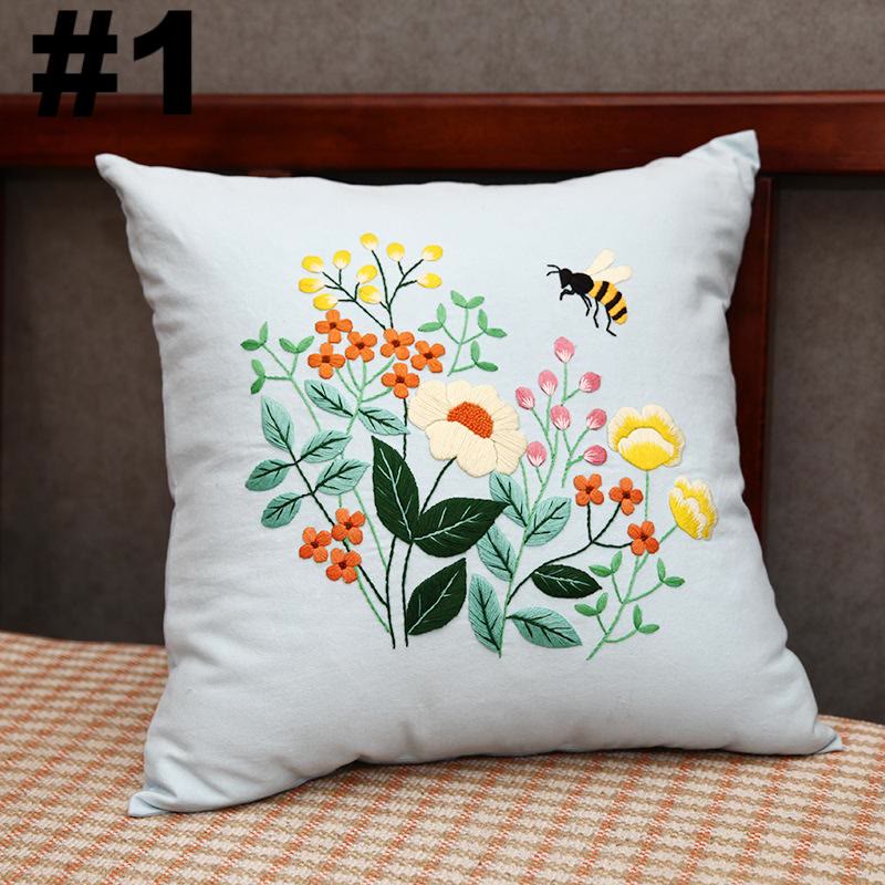Embroidered Pillow Case Kits  | Stitching Bedroom  Home Decoration | Diy Handmake Floral Crafts - #1 - image 1