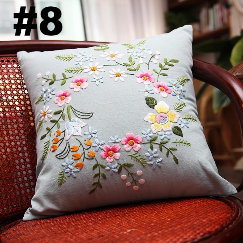 Embroidered Pillow Case Kits  | Stitching Bedroom  Home Decoration | Diy Handmake Floral Crafts - #8 - image 8