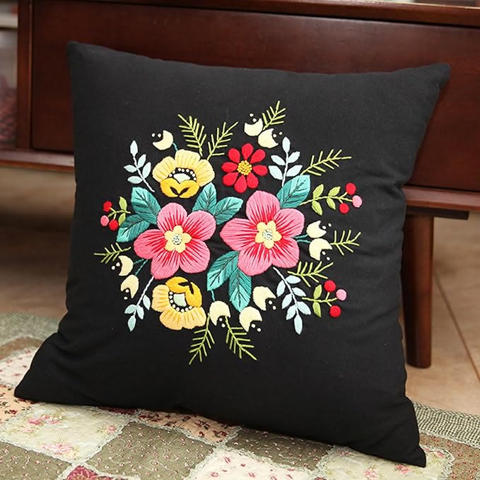Embroidered Pillow Case Kits  | Stitching Bedroom  Home Decoration | Diy Handmake Floral Crafts - image 0