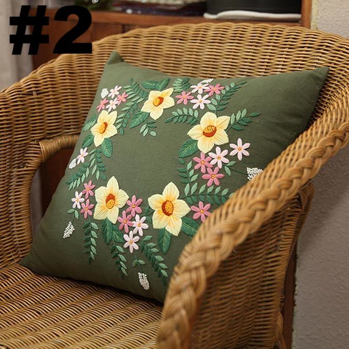 Embroidered Pillow Case Kits  | Stitching Bedroom  Home Decoration | Diy Handmake Floral Crafts - #2 - image 2