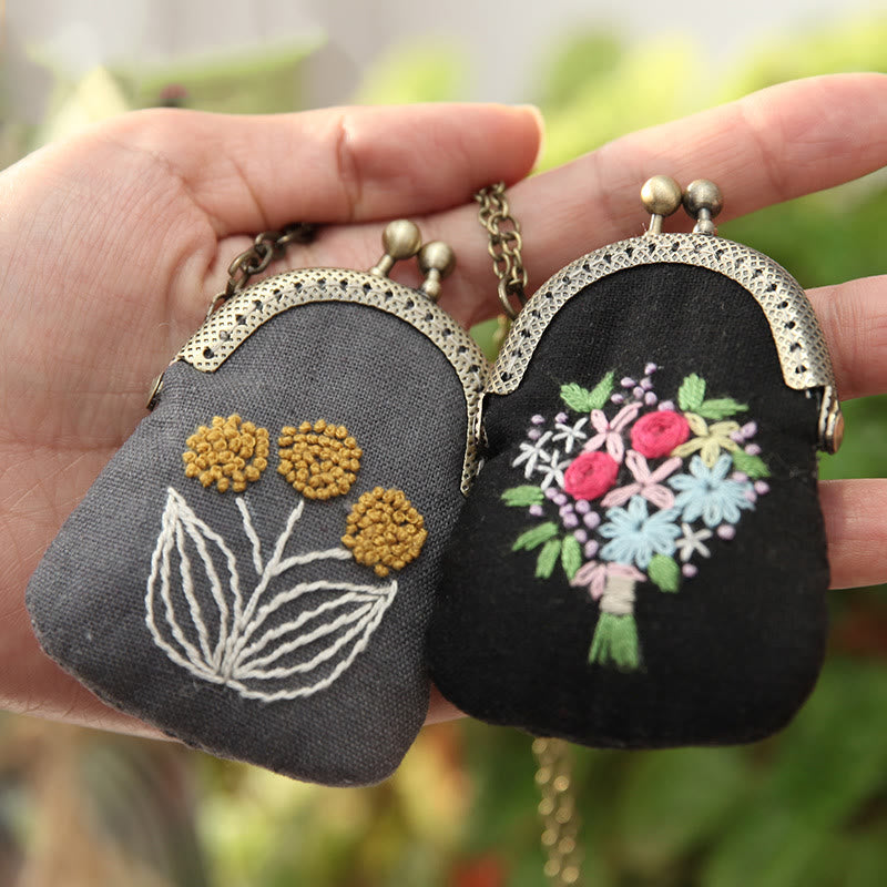 Handmade Mini Lock Coin Purse Kit |  Necklace Needle Bag | Diy Embroidery Kit For Women - image 1