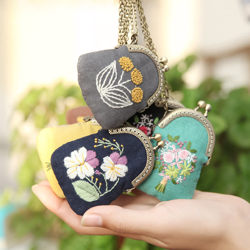Handmade Mini Lock Coin Purse Kit |  Necklace Needle Bag | Diy Embroidery Kit For Women - image 0