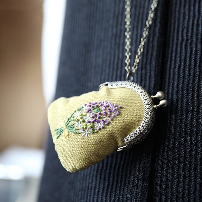 Handmade Mini Lock Coin Purse Kit |  Necklace Needle Bag | Diy Embroidery Kit For Women - image 10