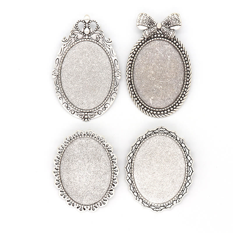 Embroidery Oval Brooch |  Antique Silver Bronze Pin Brooch | Cross Stitch Tray - image 10