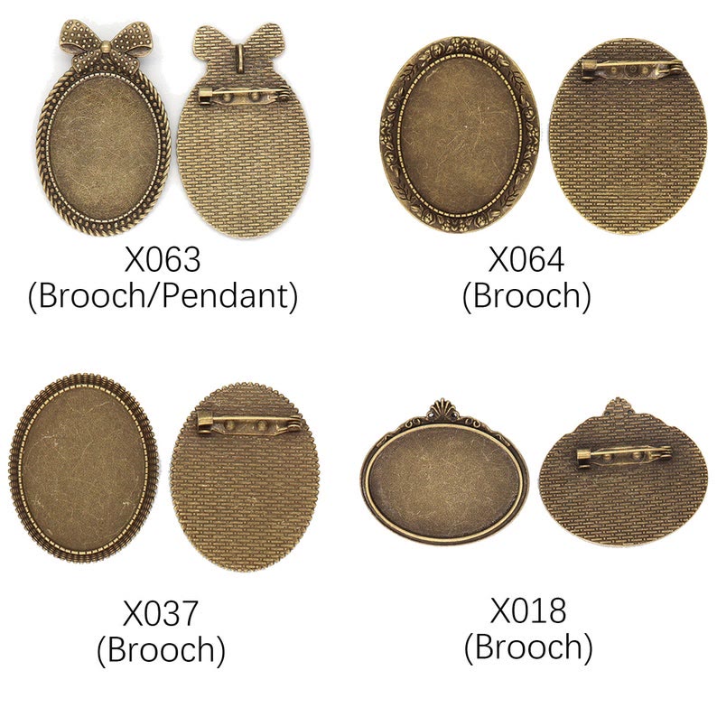 Embroidery Oval Brooch |  Antique Silver Bronze Pin Brooch | Cross Stitch Tray - X064 - Vintage Silver - 10pcs - image 6