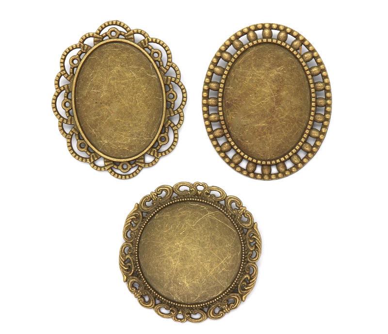 Embroidery Oval Brooch |  Antique Silver Bronze Pin Brooch | Cross Stitch Tray - image 9