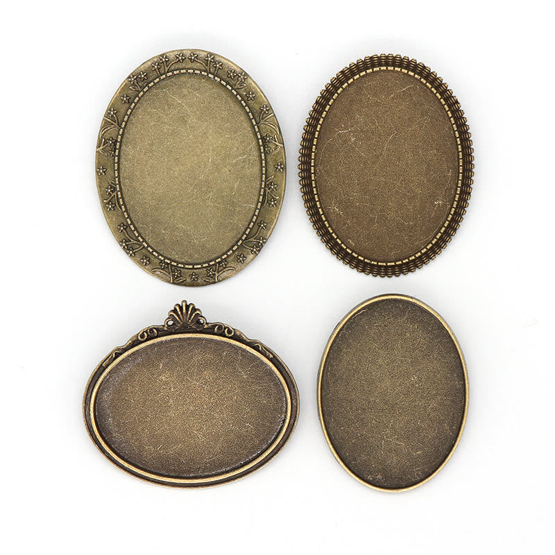 Embroidery Oval Brooch |  Antique Silver Bronze Pin Brooch | Cross Stitch Tray - image 11