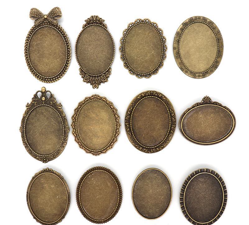 Embroidery Oval Brooch |  Antique Silver Bronze Pin Brooch | Cross Stitch Tray - image 8