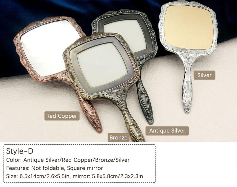 Needle Kit Handheld Mirror |  Pocket Compact Mirrors  | Prefect Gift For Women - D-Silver - image 7