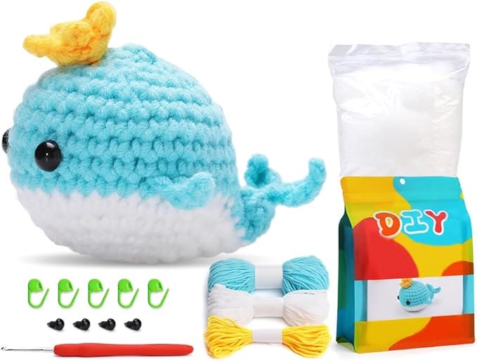  Handmade Blue Whale Crochet Kit -  Novelty Animal Craft | Diy Knitting Crocheting Set  - image 3