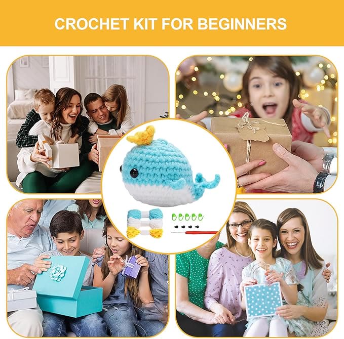  Handmade Blue Whale Crochet Kit -  Novelty Animal Craft | Diy Knitting Crocheting Set  - image 6