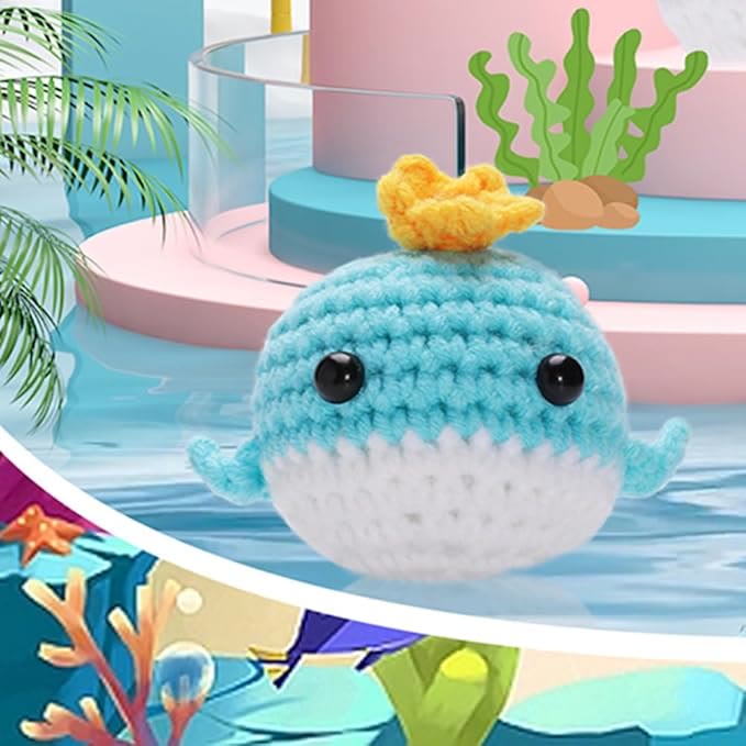  Handmade Blue Whale Crochet Kit -  Novelty Animal Craft | Diy Knitting Crocheting Set  - Blue Whale Crochet Kit - image 0