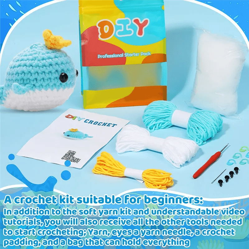  Handmade Blue Whale Crochet Kit -  Novelty Animal Craft | Diy Knitting Crocheting Set  - image 5