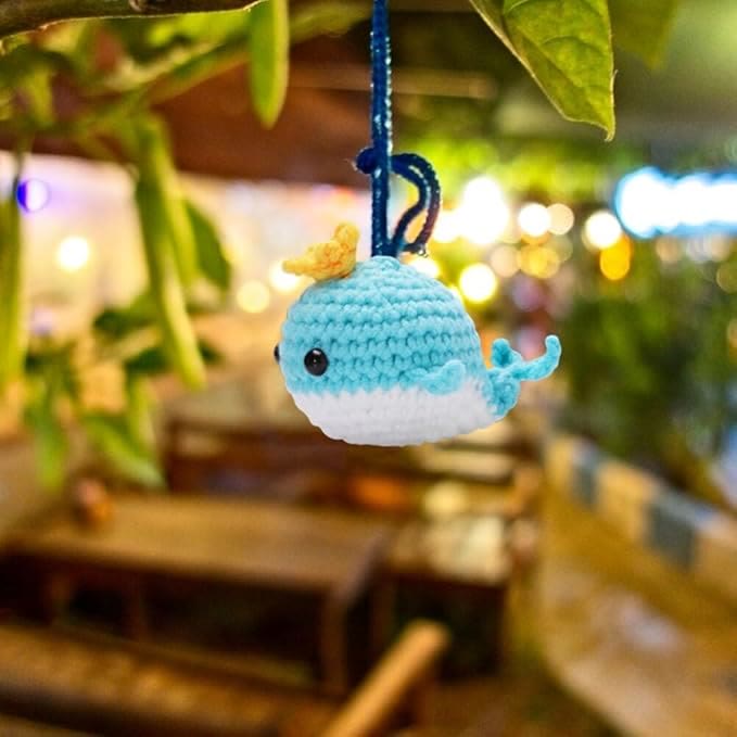  Handmade Blue Whale Crochet Kit -  Novelty Animal Craft | Diy Knitting Crocheting Set  - image 1