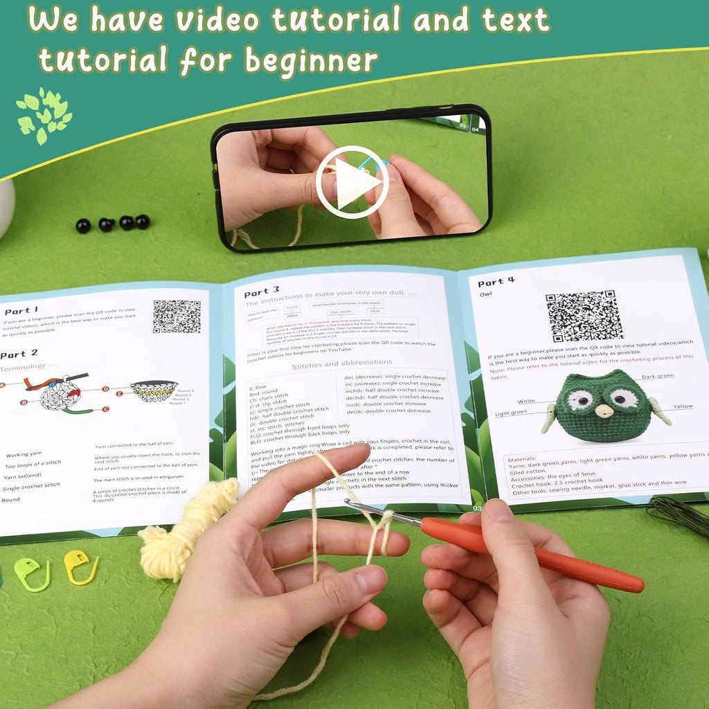  Handmade Green Owl Crochet Kit - Diy Craft Art For Beginners |  Nice Home Decoration  - image 3