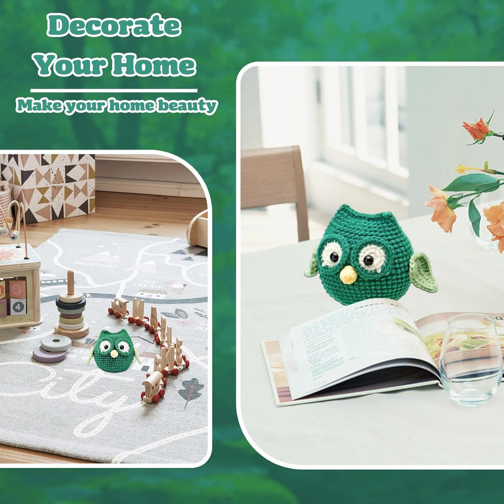  Handmade Green Owl Crochet Kit - Diy Craft Art For Beginners |  Nice Home Decoration  - image 5