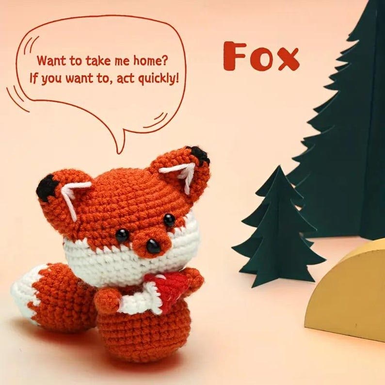  Handmade Little Fox Crochet Kit - Crochet Starter Kit Gift | Adorable Home Ornament - image 2