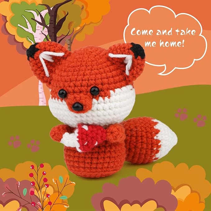  Handmade Little Fox Crochet Kit - Crochet Starter Kit Gift | Adorable Home Ornament - Little Fox Crochet Kit - image 1