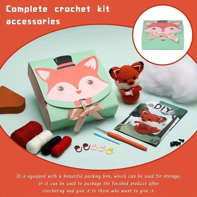  Handmade Little Fox Crochet Kit - Crochet Starter Kit Gift | Adorable Home Ornament - image 4