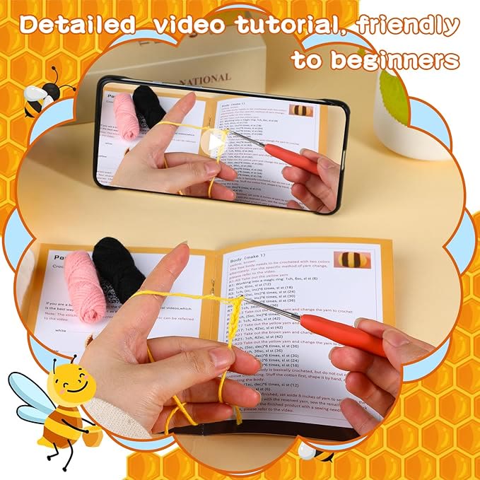  Handmade Bee Crochet Kit - Lovely Holiday Gifts | Needles Animal Craft  - image 2