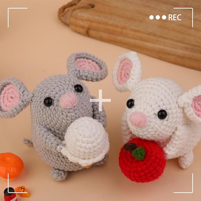  Handmade Mouse Crochet Kit -  Cute Mice Crochet Starter Craft | Couple Unique Anniversary Gifts - Mouse Crochet Kit - image 0