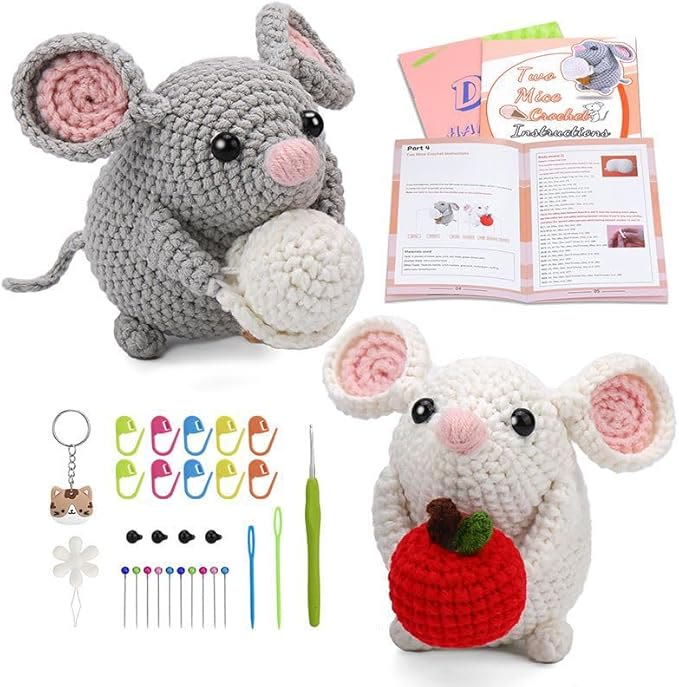  Handmade Mouse Crochet Kit -  Cute Mice Crochet Starter Craft | Couple Unique Anniversary Gifts - image 5