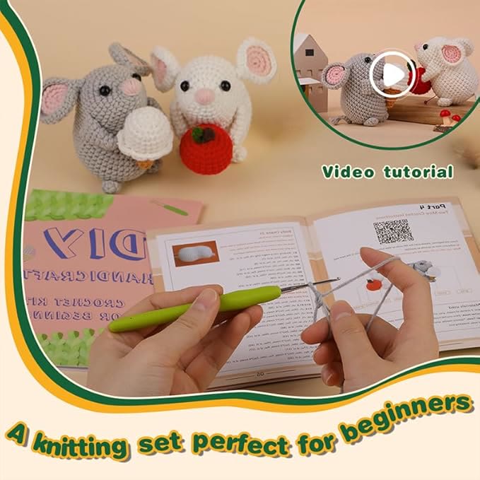  Handmade Mouse Crochet Kit -  Cute Mice Crochet Starter Craft | Couple Unique Anniversary Gifts - image 4
