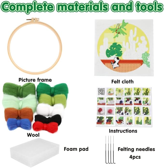 Lazy Time  Needle Felt  Kit With Frame - Diy Birthday Crafts |  Needle Felting For Beginners  - image 5