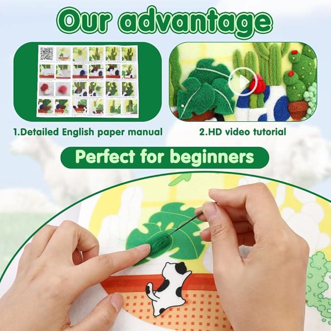 Lazy Time  Needle Felt  Kit With Frame - Diy Birthday Crafts |  Needle Felting For Beginners  - image 3