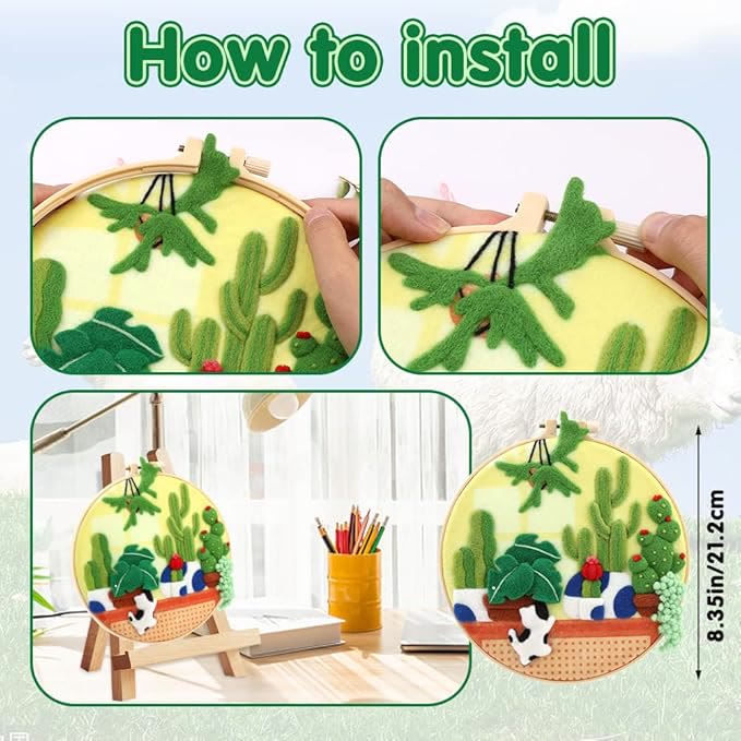 Lazy Time  Needle Felt  Kit With Frame - Diy Birthday Crafts |  Needle Felting For Beginners  - image 2