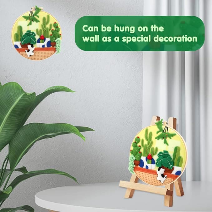 Lazy Time  Needle Felt  Kit With Frame - Diy Birthday Crafts |  Needle Felting For Beginners  - image 4