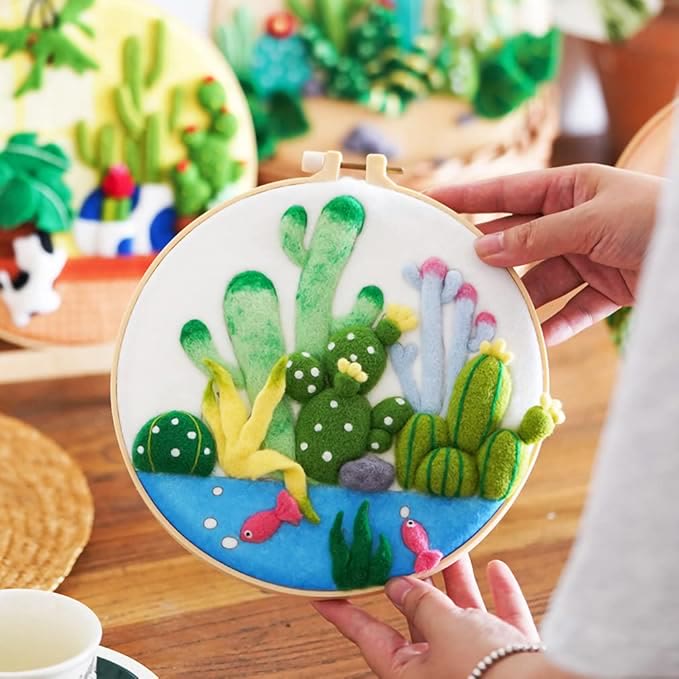 Ocean World Needle Felt  Kit With Frame - Beginner Needles Felting Crafts | Suitable For Home Decoration - Ocean World Needle Felt  Kit - image 2