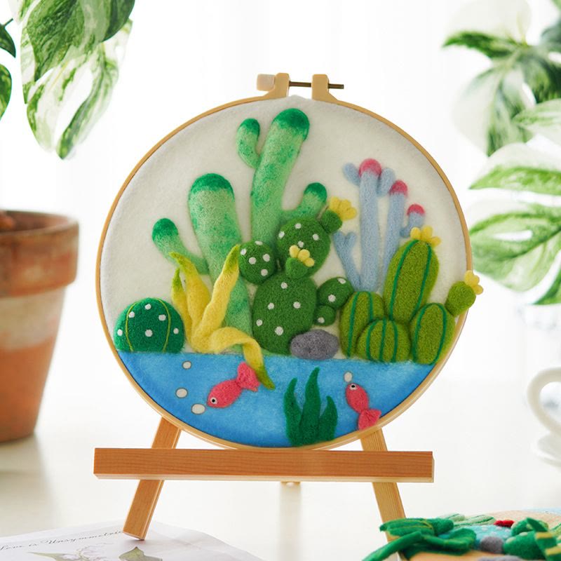 Ocean World Needle Felt  Kit With Frame - Beginner Needles Felting Crafts | Suitable For Home Decoration - image 0