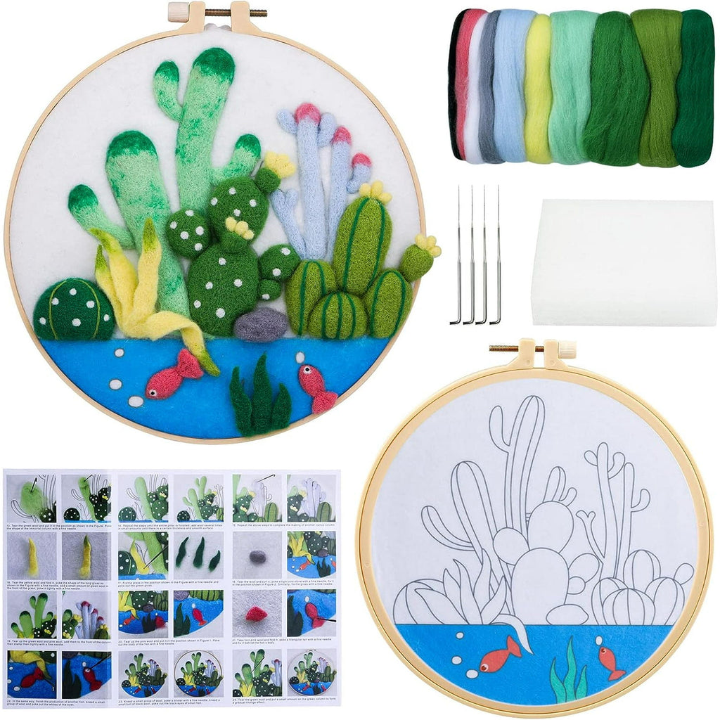 Ocean World Needle Felt  Kit With Frame - Beginner Needles Felting Crafts | Suitable For Home Decoration - image 1
